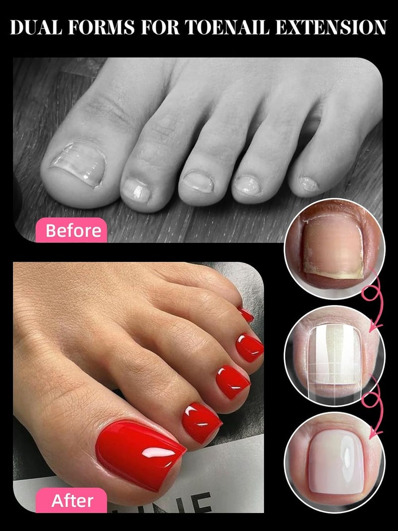 TOROKOM Poly Gel Nail Forms Kit for Toes - 150PCS Reusable Dual Toenail Forms for Builder Gel, Toe Nail Kit with 2.5oz Slip Solution, Brush, File, 5PCS Clips - 15 Sizes - Image 4